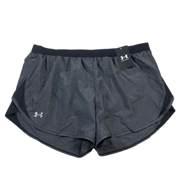 NWT Under Armour Women's Fly By 2.0 Running Shorts Black Gray Heather Size XL - Picture 1 of 10